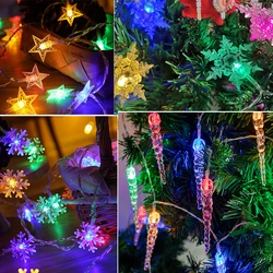 2/3 /6M Winter Snowflake Star Lantern String 2022 New Year Decoration Christmas Decoration for home Light Party Supplies Decor