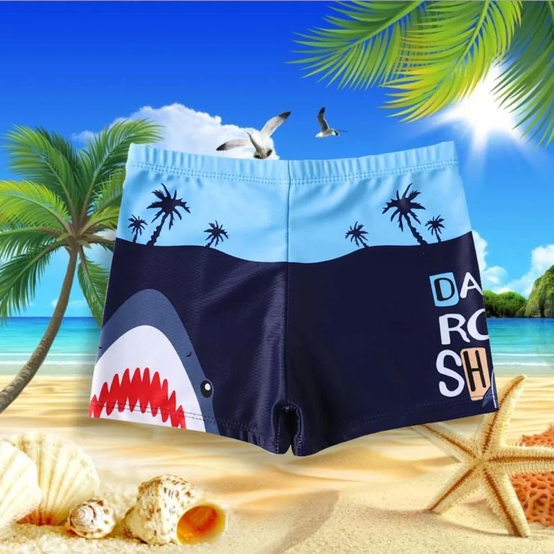 Cartoon Shark Boy Swimming Trunks 2-9Y Children\'s Swimwear Kids Trunk Shark Beachwear Boys Bathing Suit Beachwear Boys