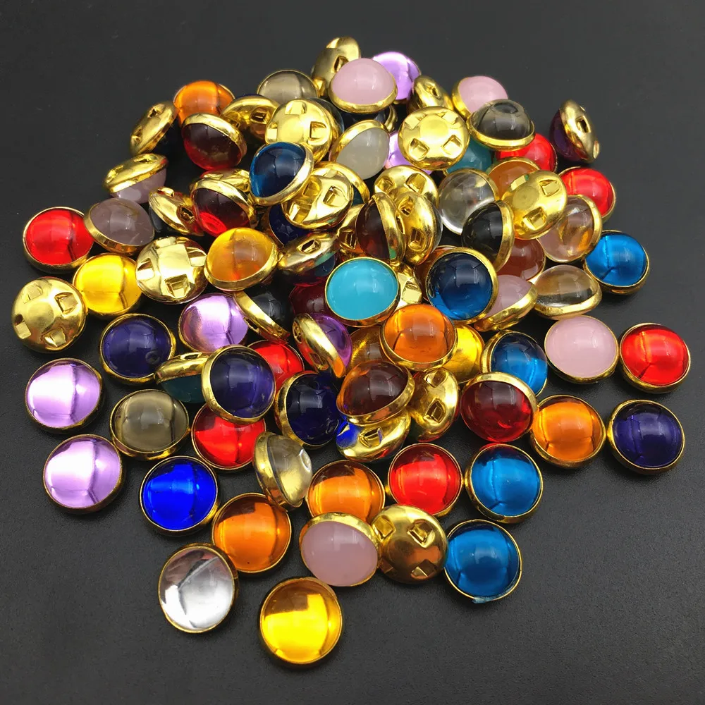 8mm 10mm Sew On Pearls Jelly Color With Gold/Sliver Claw Acrylic Round Pearl Button Sew On Rhinestones For Garments