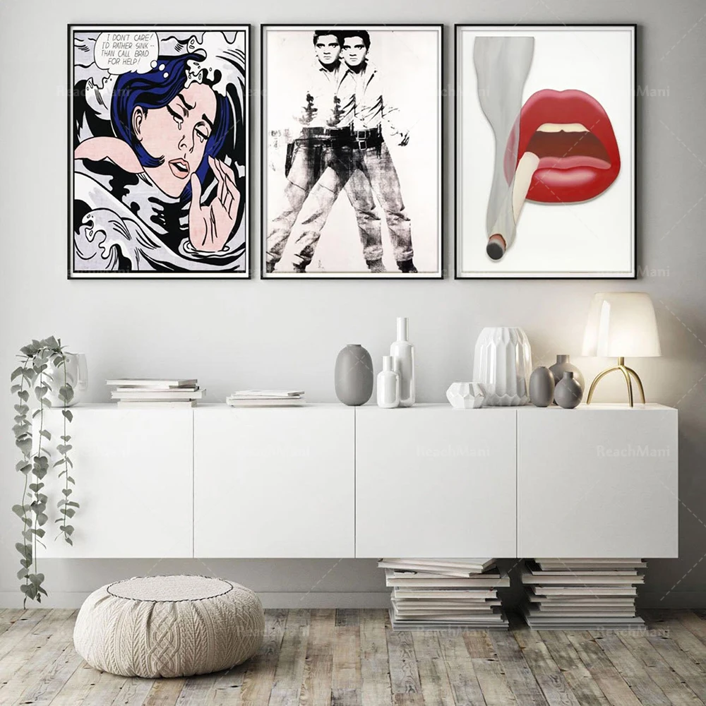 Pop Art Prints * Roy Lichtenstein, Andy Warhol * Pop Art Canvas Printed Poster