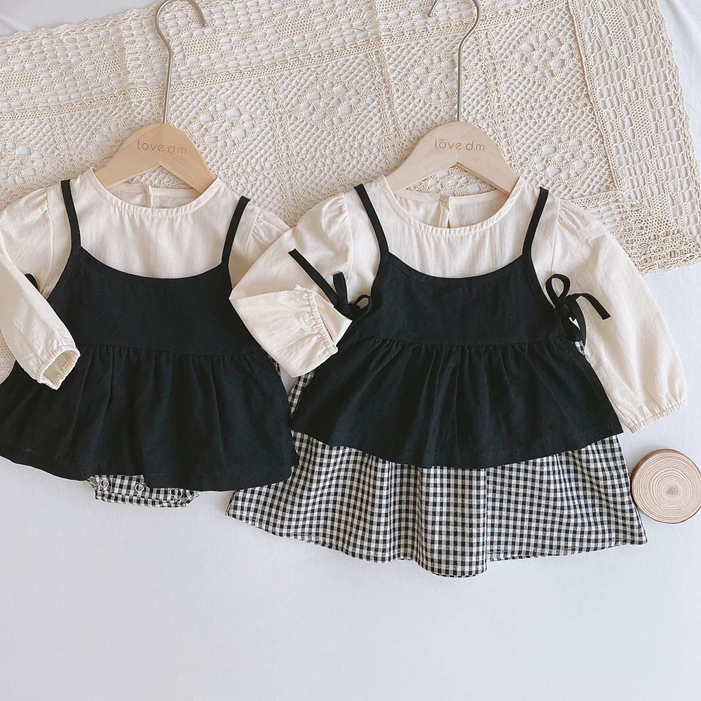 2026 Herbst Babykleidung 2-teiliges Set Geschwisterkleidung Baby Mädchen Body Große Schwestern Kleid Kleinkind Anzug – Detail 1