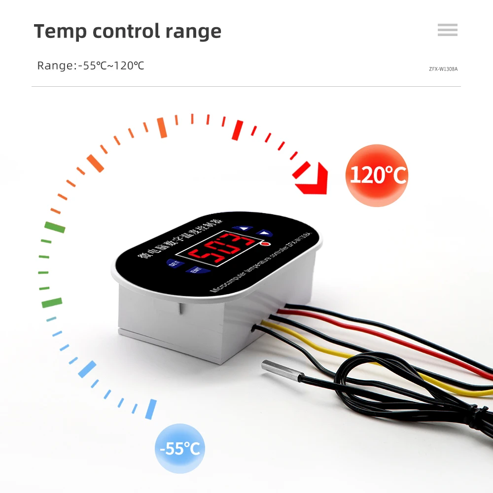 ZFX-W1308A Microcomputer Temperature Controller -55 -120 ℃  Control Switch  Adjustable Cool Heat Regulator Digital Thermostat