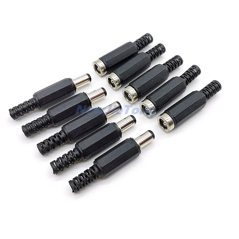 

5pcs DC Power Jack Plugs Male Female Socket Adapter Connectors 5.5x2.5/2.1mm For DIY Projects Disassembly Female Male Plug