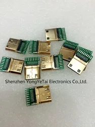 YYT 5PCS MINI HDMI 19P with PCB board welding type C male mini HDMI plug 19+1