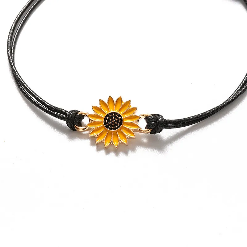 Vintage Jewelry Sunflower Designer Bracelets Gold Sunflower Quote Wish Bracelet Pinky Promise Couple Jewelry Women view 5
