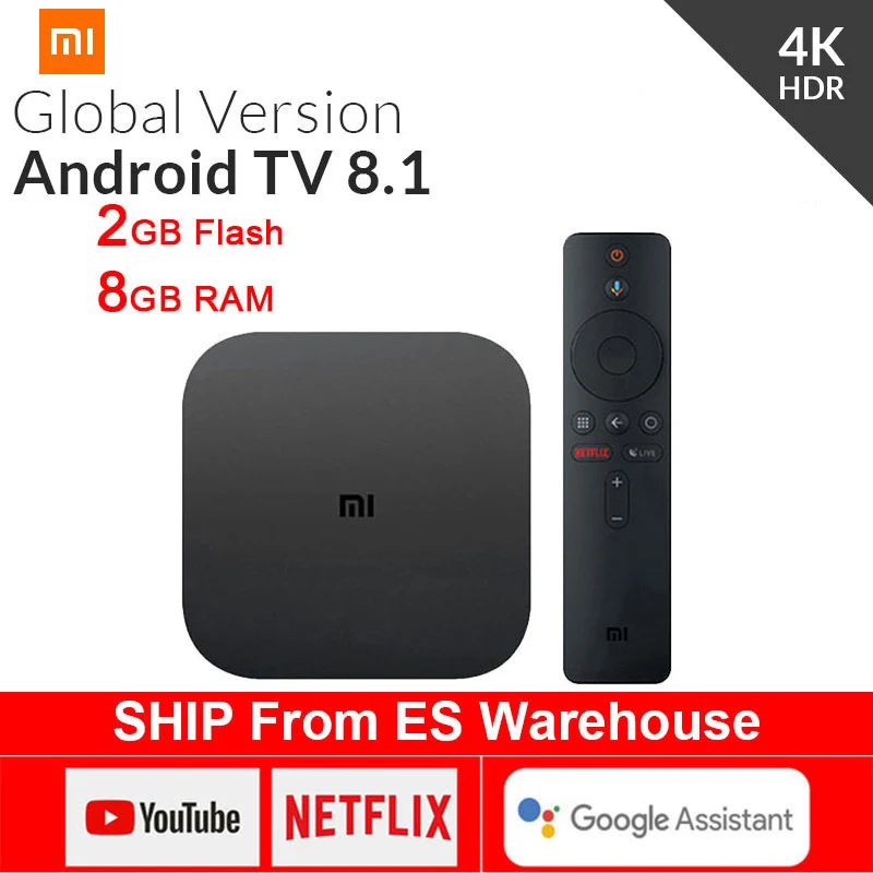 Originale Globale Xiao mi mi TV Box S 4K HDR Android TV 8.1 Ultra HD 2G 8G WIFI Google Cast Netflix IPTV Set top Box 4 Lettore Multimediale