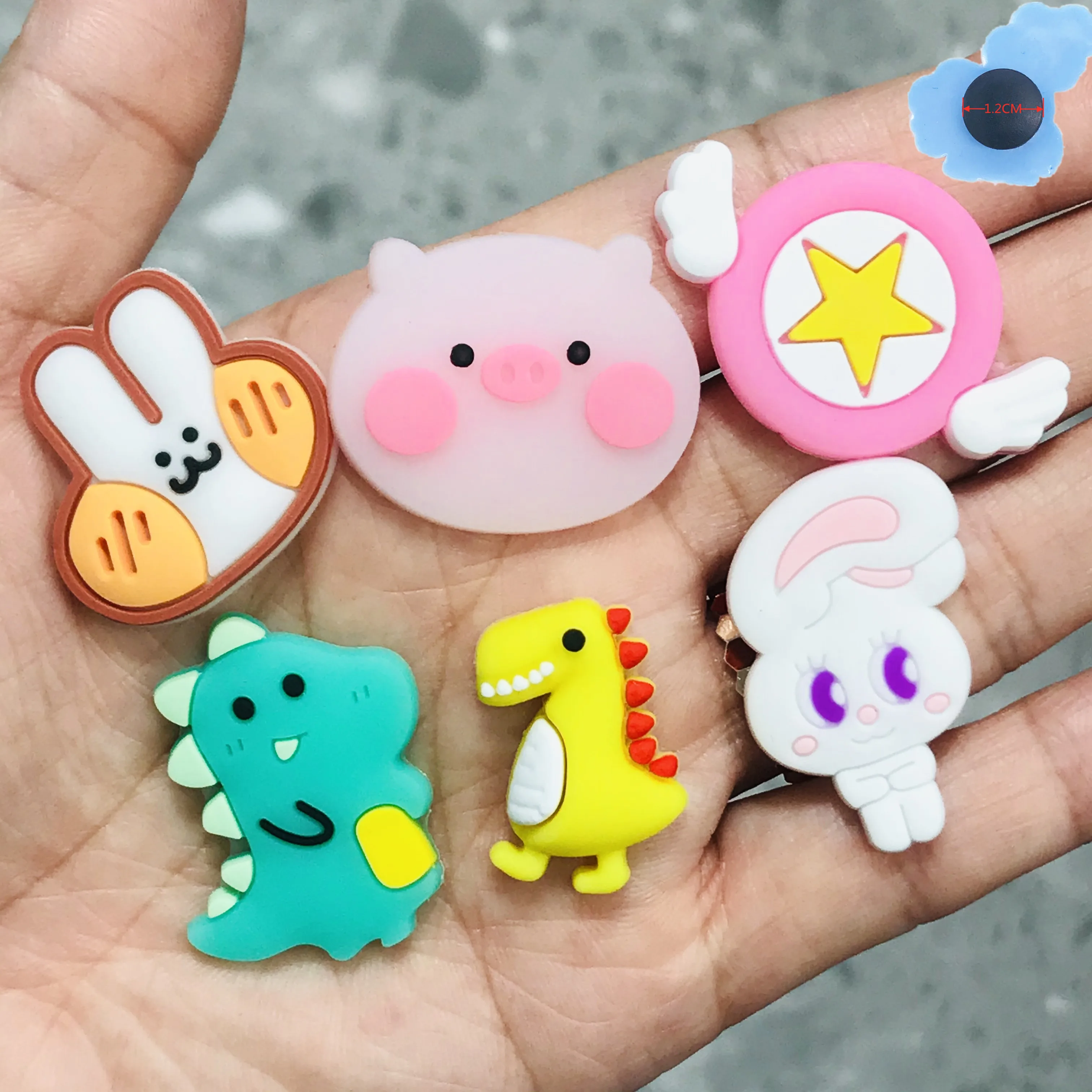 1Pcs Animals Rabbit Pig Dinosaur PVC Shoe Charms Garden Shoes Accessories Decoration Fit Wristbands   Kid's Funny Gift