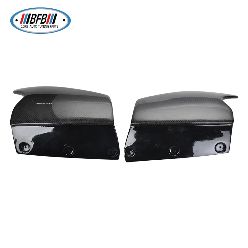 BFB 2Pcs/set Glossy Black Carbon Fiber Rear Bumper Splitters Add on style Rear Down Flaps Fit For Porsche Cayenne 2014-2017