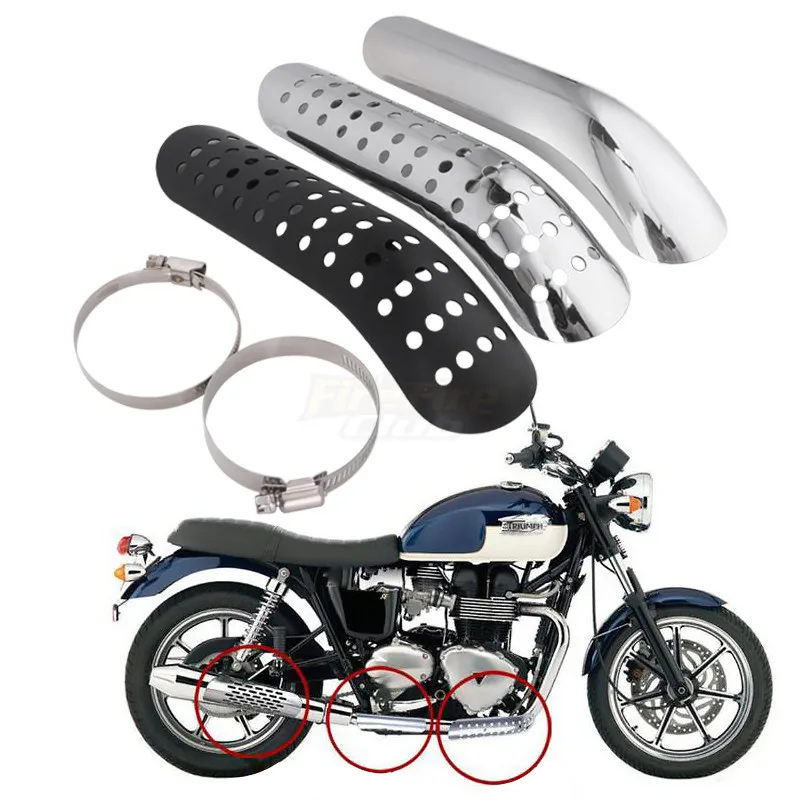 Motorcycle Exhaust Pipe Heat Shield Motorcycle Anti-Hot Plate Cover Exhaust Muffler Silencer Pipe Cover Heat Shield Decor Guard