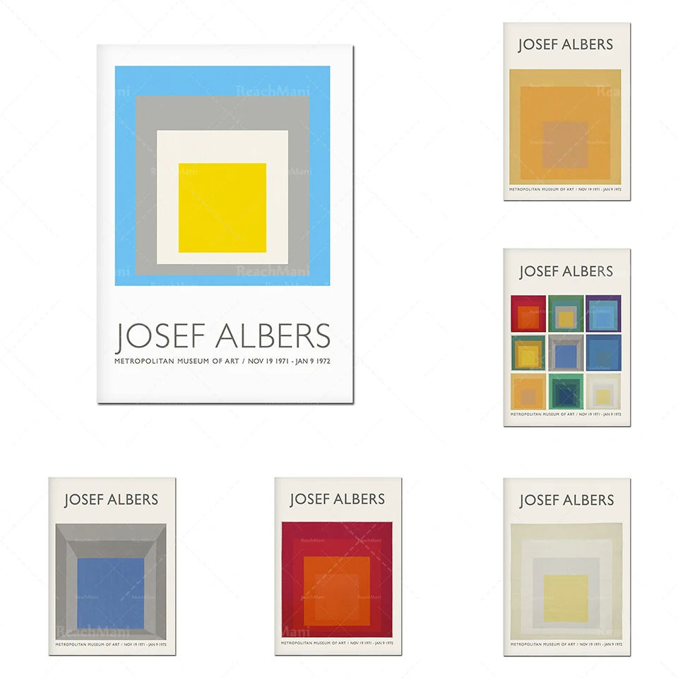 Josef Albers Exhibition Museum Poster, Adobe Variant Geometric Abstract Art Prints, The Return To The Angular Wall Picture Decor