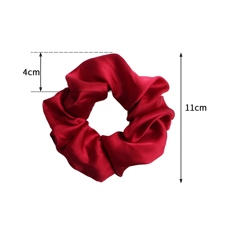 Solid Color Silky Satin Scrunchie Elastic Hair Bands Girls Elegant Fashion Ponytail Holder Hair Rope Headwear Red Pink Black