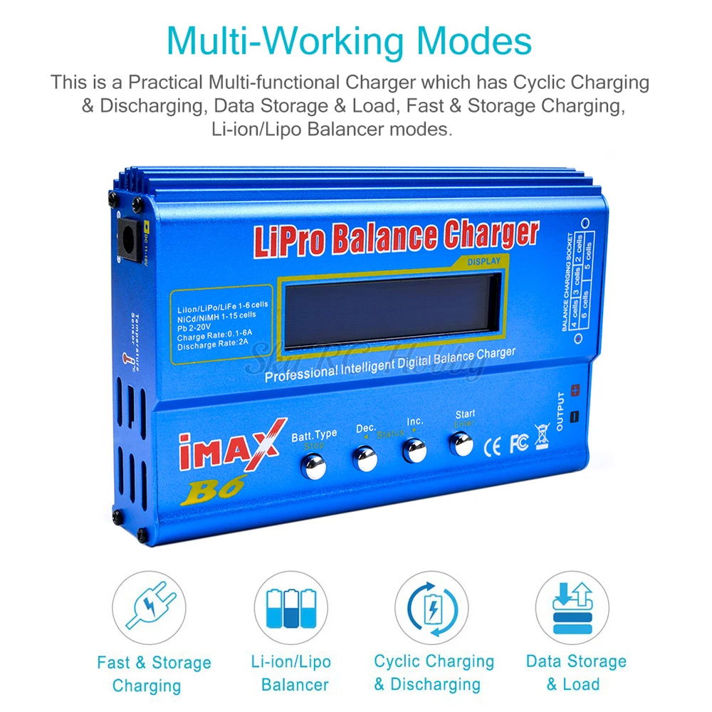 IMAX B6 80W Digital RC Lipo NiMh Battery Balance Charger/Scaricatore + AC POWER 12V 5A / 15V 6A Adattatore EU/Spina DEGLI STATI UNITI