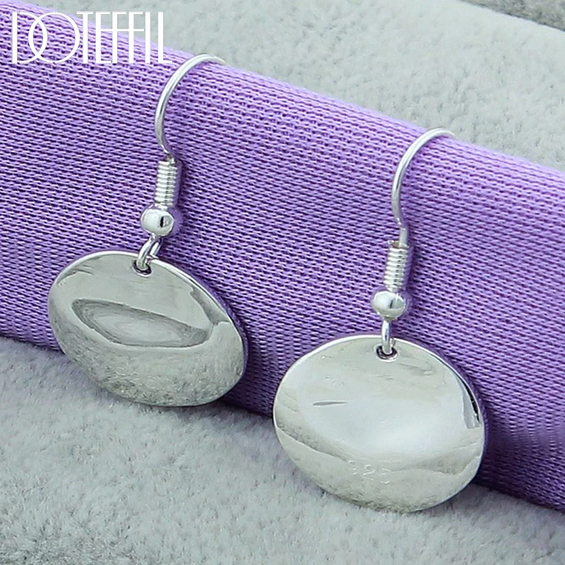 

DOTEFFIL 925 Sterling Silver Smooth Bump Round Drop Earrings For Woman Wedding Engagement Fashion Party Charm Jewelry