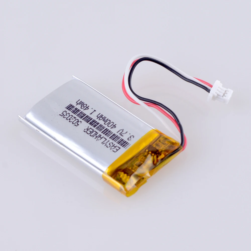 502035 400mah 3.7v 1.0 3pin złącze akumulator li-po bateria litowo-polimerowa do DVR kamera samochodowa inteligentna kamera samochodowa DVR