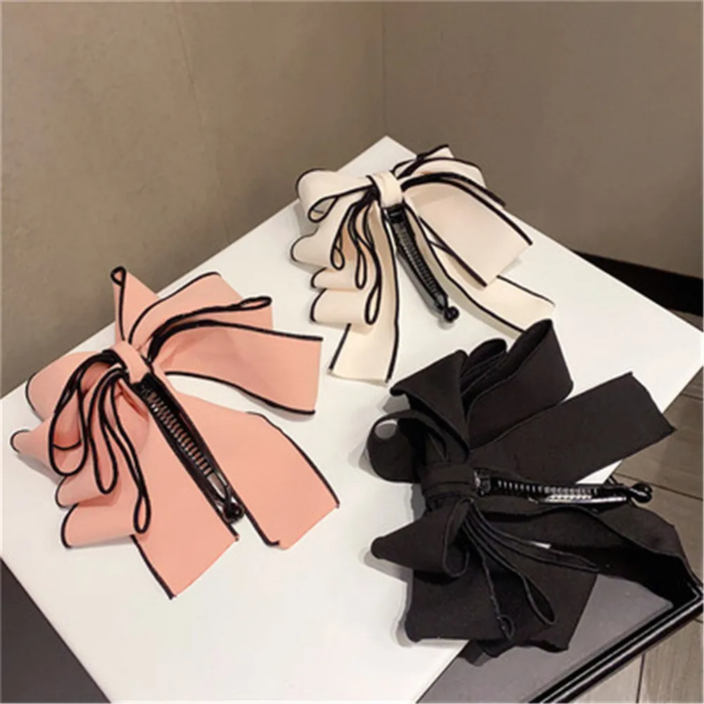 

College wind sweet day big bow banana clip vertical clip ponytail clip hairpin hair accessories headdress women