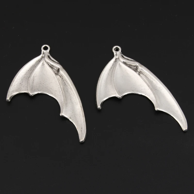 10pcs Silver Color 53x31mm Bat Wings Charms Wing Pendant Halloween Gifts For DIY Handmade Gothic Punk Jewelry Making Accessorie