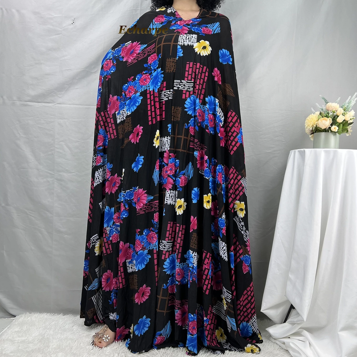 Sleeveless Pullover Dress 1 Piece Set Women Prayer Garment Dubai Abaya Arab Jibab Flowers Djellaba Femmel Khimar Caftan Clothes