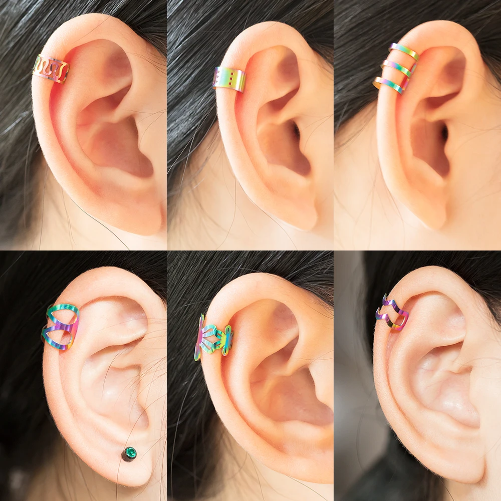 1pc Ear Clip Cuff Earring Jewelry Non Piercing Ring Fake Cheater Cartilage Helix Stud Nail for Unisex Punk Accessories 2021