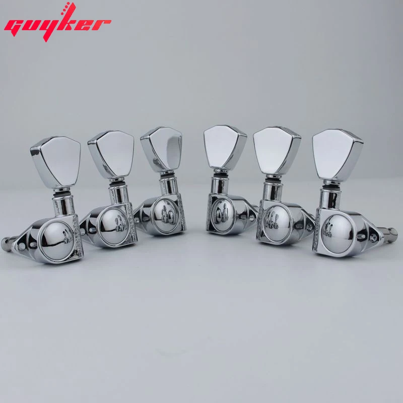 1 Set GUYKER Guitar Machine Heads Tuners Trapezium Button Chrome