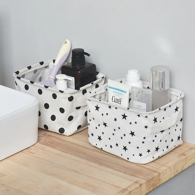 Linen Desktop Storage Basket Toy Sundries Storage Box Cosmetic Underware Storage Organizer Stationery Closet Organizer Basket