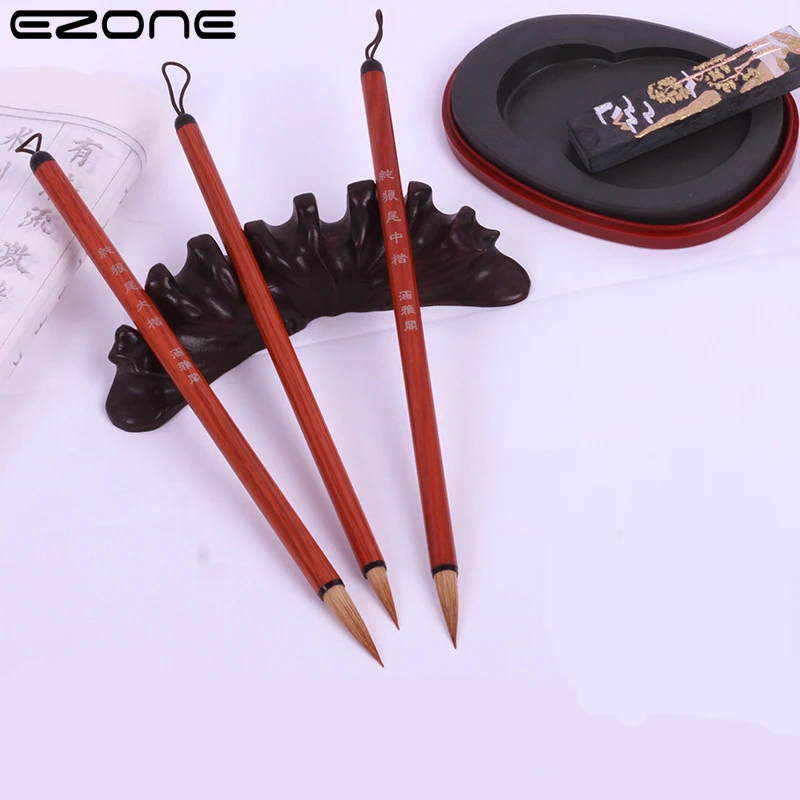 EZONE China Wolf Hair Brush Pen Chinese Beginner Small Regular Script Red Wolf Writing Brush Adult Calligraphy Painting Brush