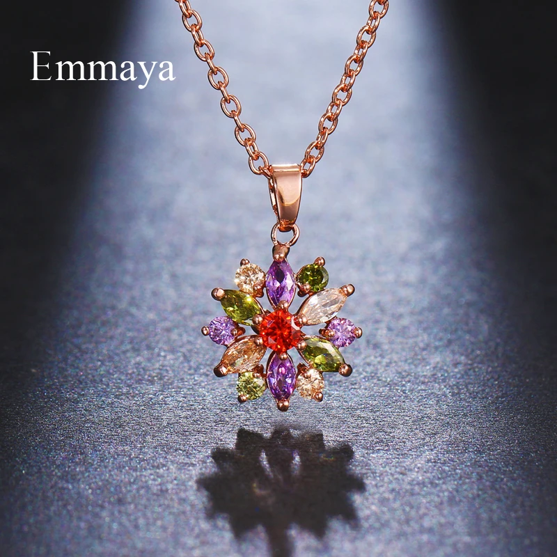 Emmaya Ingenious Flower Design Necklace For Women&Girls Colorful Cute Jewelry Vivid Style Bridal Wedding Party Fancy Dress-Up