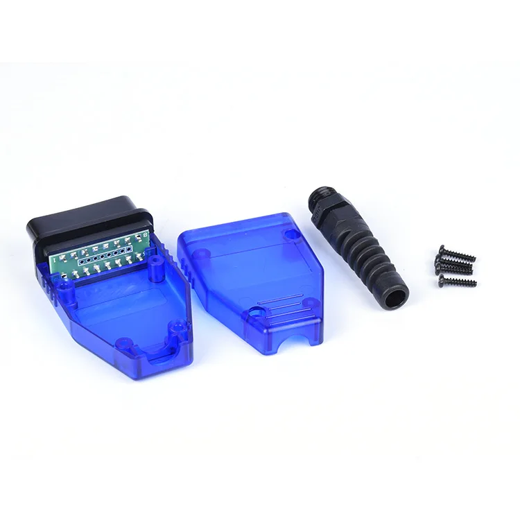 Universal OBD2 16 Pin Square Contact Type Car Connection Male Adaptor Plug with Screws