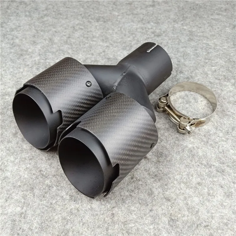 One Pcs 3 inches Y Model Matte Carbon  Exhaust Tips Matte Black Stainless Steel For Akrapovic Cf Muffler Nozzles Exhaust Pipes