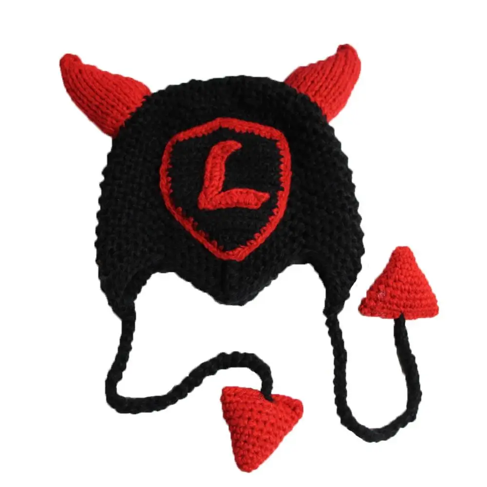 LOVE Horns Hats Handmade Knitted Beanie EarFlap Hearts Winter Hats costume party Xmas Gifts  S -children L -adult  4 Hats in1