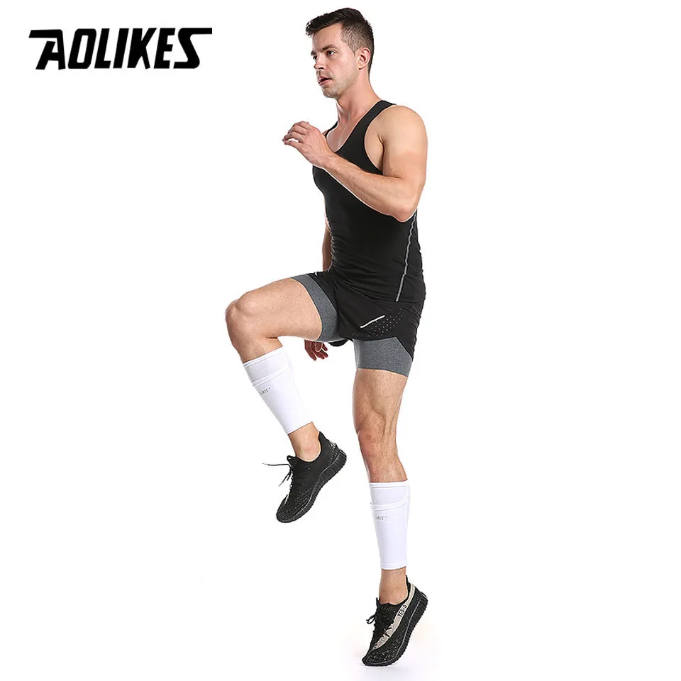 AOLIKES 1 Pair Soccer Protective Socks Shin Guard With Pocket For Football Shin Pads Leg Sleeves Support Adult Calf Support Sock