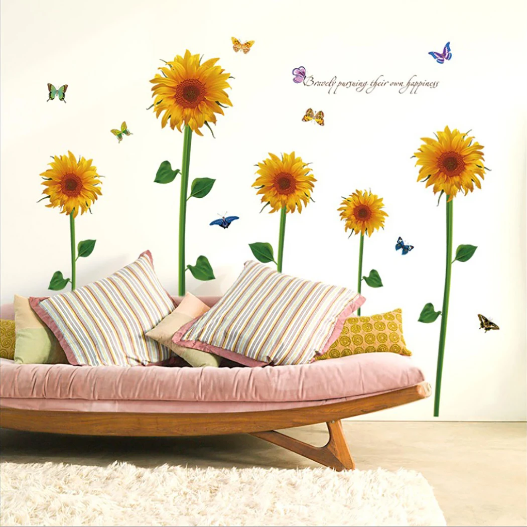 Multicolor Wall Sticker Removable Sunflower Pattern Room Sticker Wall Decor Sticker Premium PVC Material Home Decoration