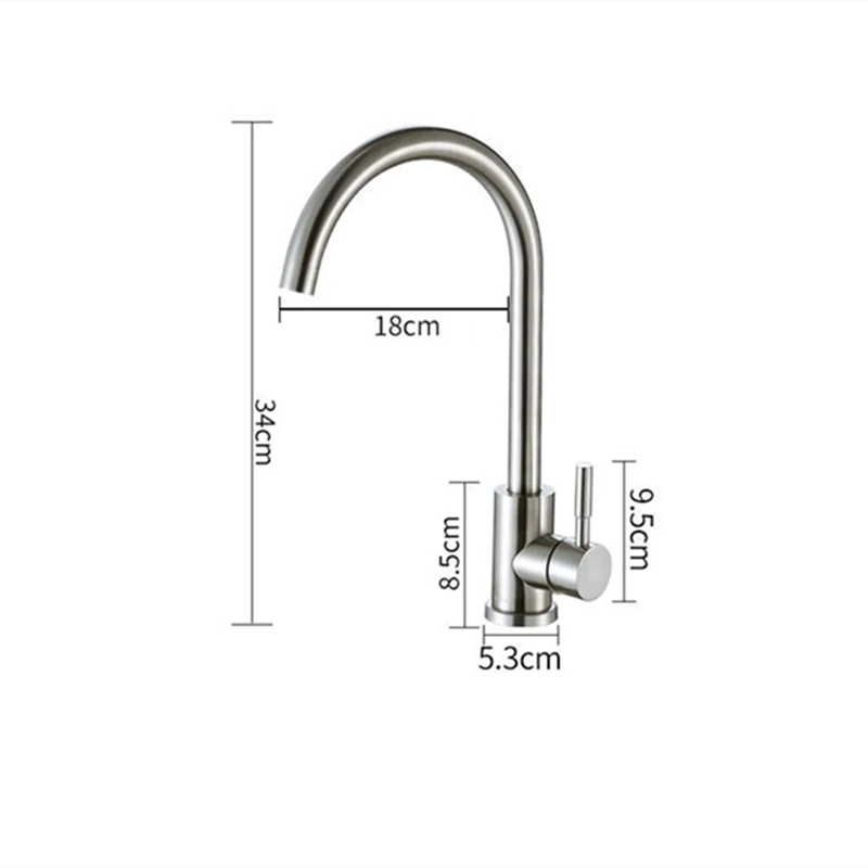 Kitchen Faucets Brushed/Silver Stainless Steel Single Handle 360 Rotate Kitchen Sink Faucet Deck Mount Mixing Sink Taps Torneira