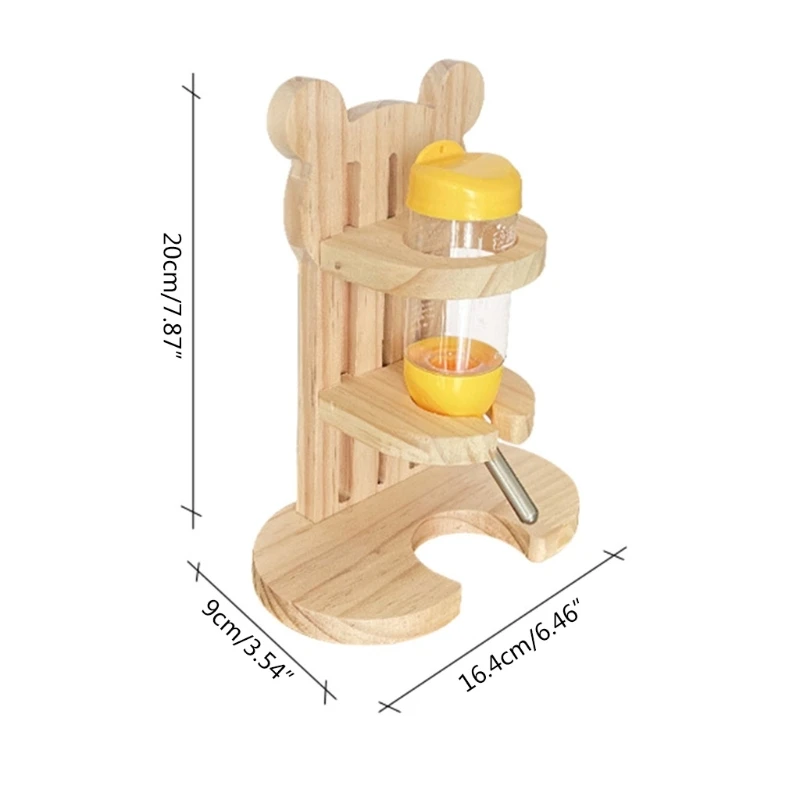 Water Bottle with Anti-Tipple Wood Holder 80ml Small Rodent Pet Auto Water Dispenser for Gerbil Bunny Cage