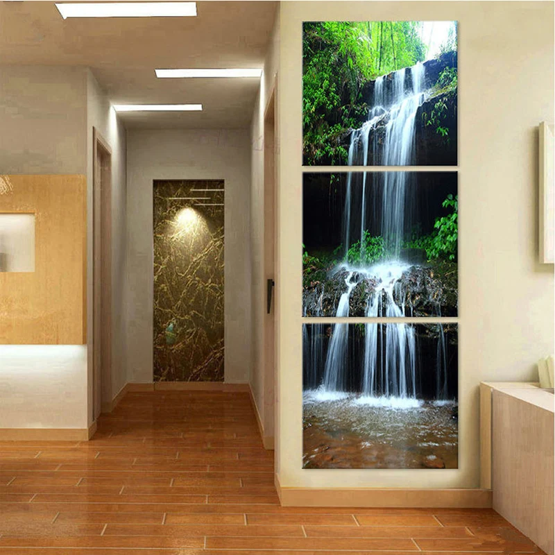 5D rhinestone Diy Diamond Painting set Nature Landscape waterfall Diamond Embroidery Cross Stitch Kit 3pcs Mosaic pictureZP-1946