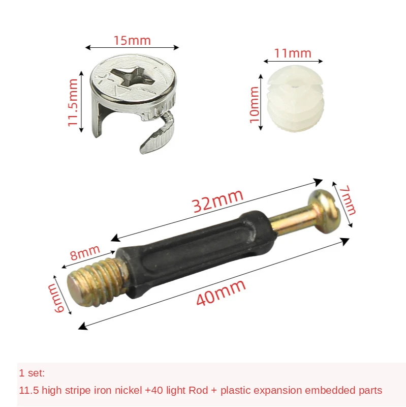 10 Sets Meubels Kant Aansluiten 15X12Mm Cam Fitting Deuvel Pre-Ingevoegd Moer