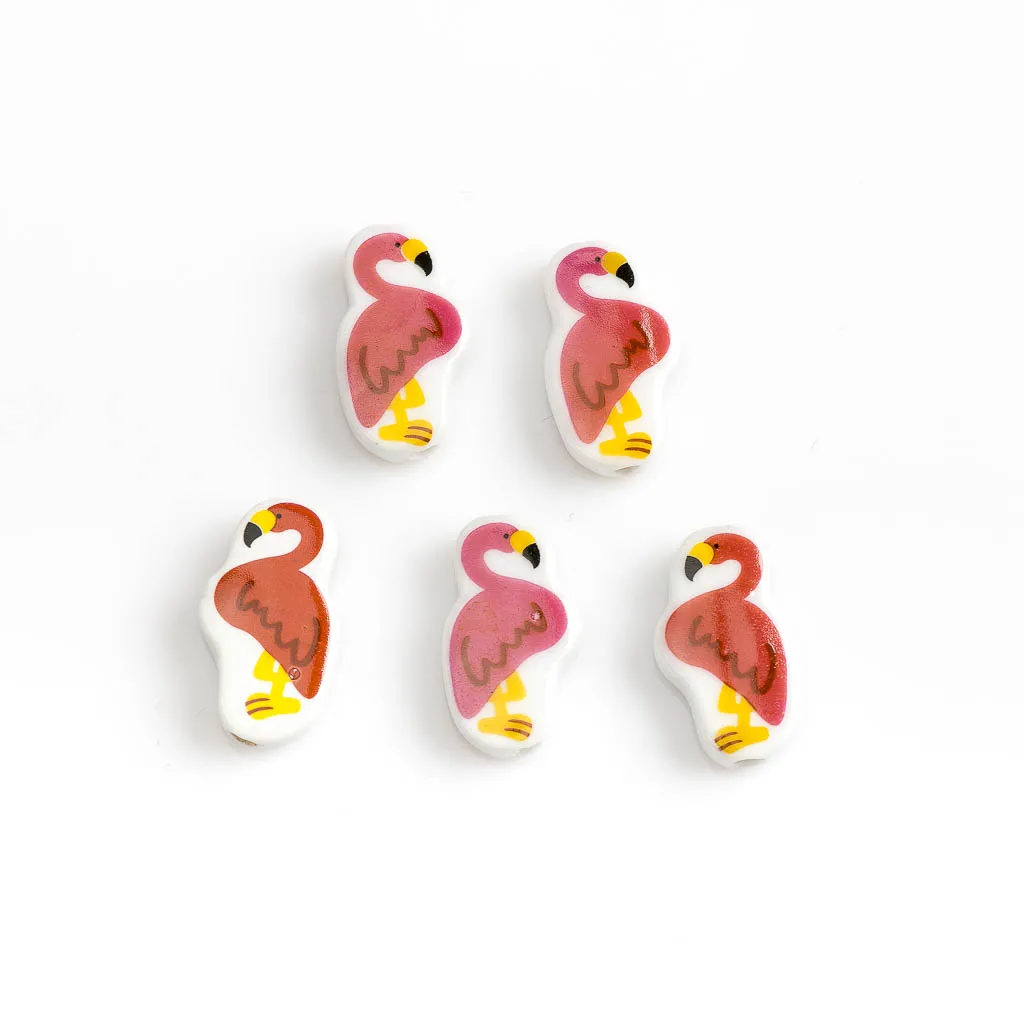 24#5pcs Swan Ceramic Beads Pendant two Side Porcelain Jewelry Part for Necklace #XN062