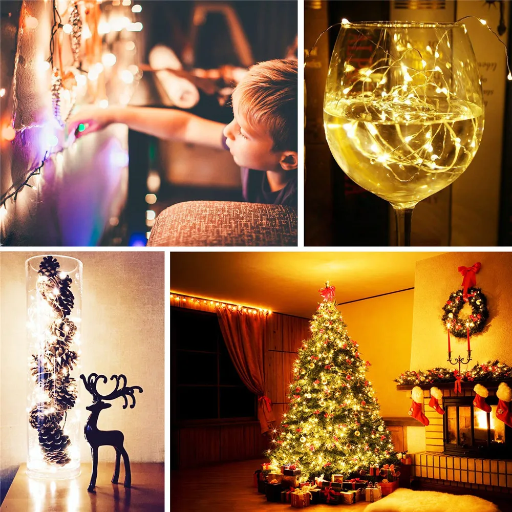 10 Teile/los LED Kupfer Draht String Lichter Urlaub beleuchtung Girlande Für Weihnachten Zimmer Schlafzimmer Innen Hochzeit Party Dekoration Lampe