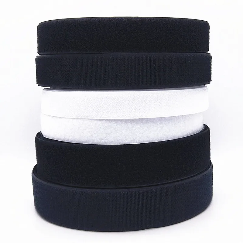 AIJJU Width 16mm-60mm * long 5m Black and white Hook and Loop Tape ( no glue )/Roll Magic Tape Clothing DIY Sewing Accessories