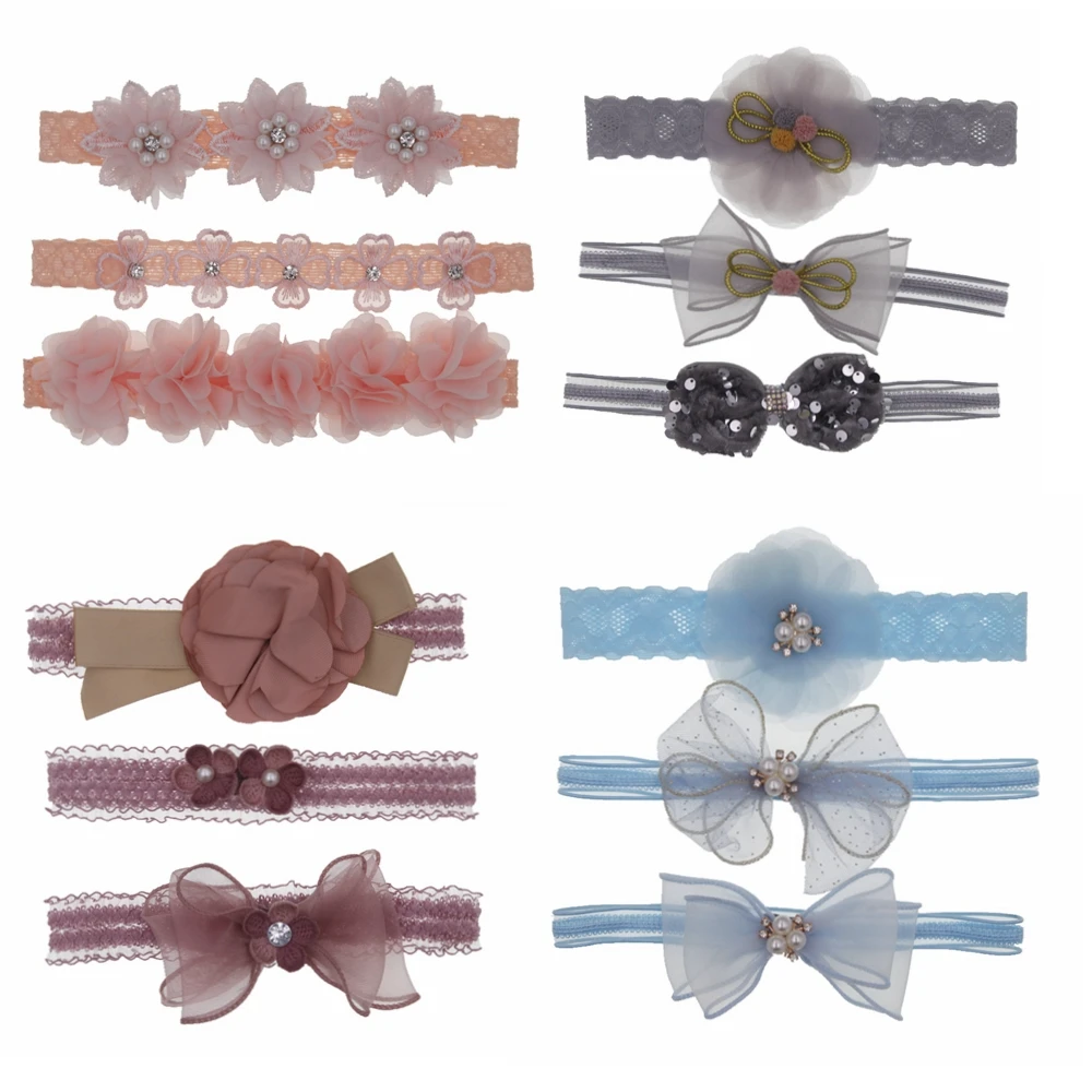 

2021 baby headband Flower Bows Crown Headbands hair band Bowknot Love Headwear Children Princess girls Hair Accessories 3pcs/lot