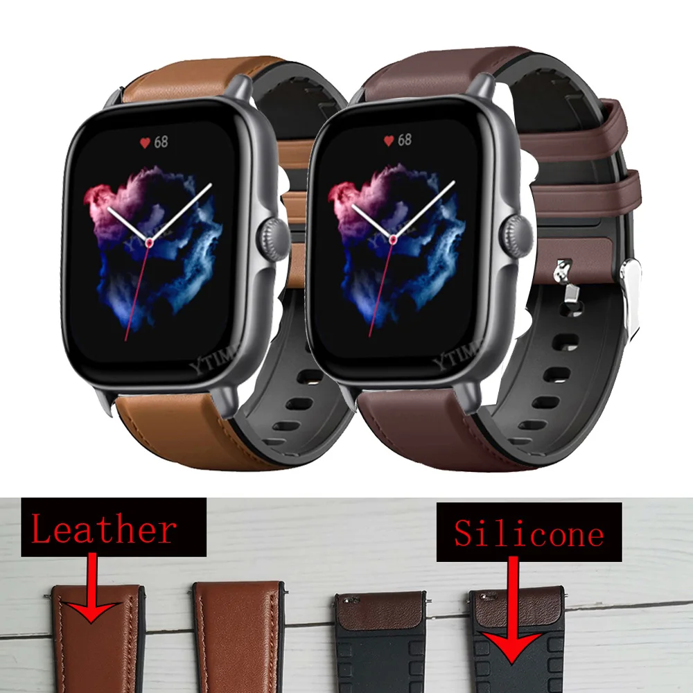 

20mm Silicone Leather Watchband for Amazfit GTS 3 GTS 2 GTS2 Mini Strap GTR 42mm Bracelet straps for Huami Amazfit Bip GTS3 band