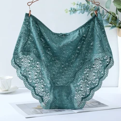 200KG 6XL Large Size High Waist Mesh Transparent Panties Ladies Comfortable Female Underwear Sexy Flower Lace Hollow Briefs