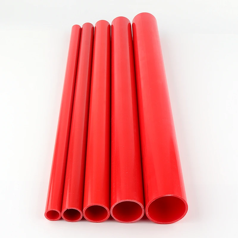 2pcs OD 20~63mm Red PVC Pipe Aquarium Fish Tank Fittings Home Garden Irrigation System UPVC Tube Water Supply Pipe 49-50cm Long