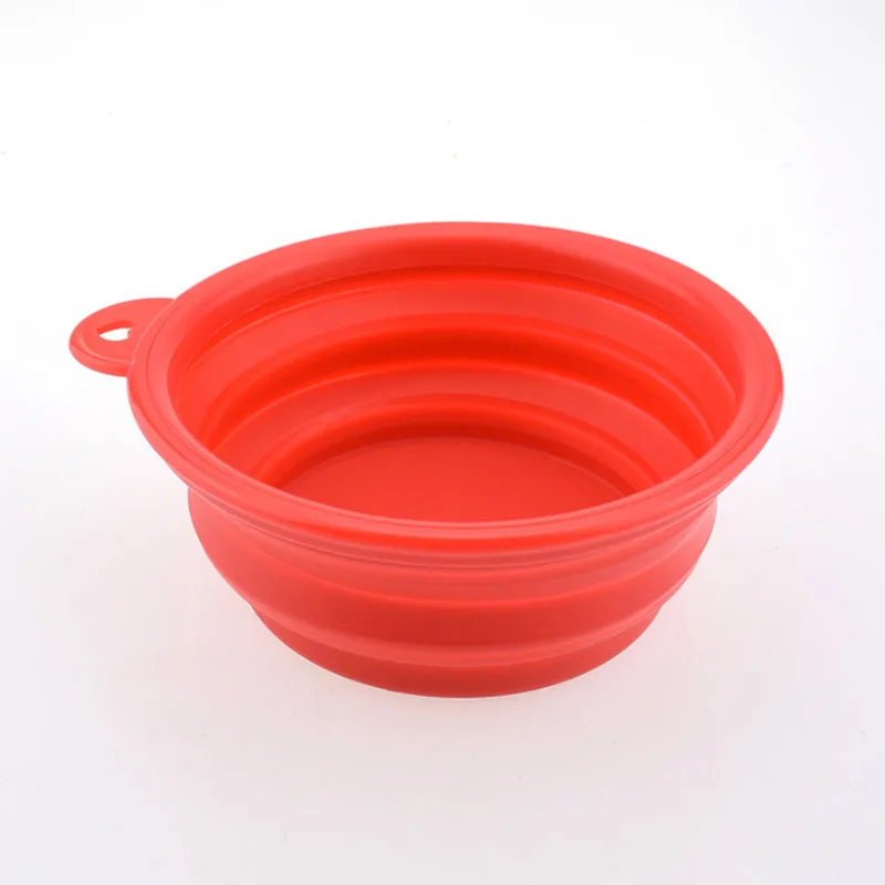 1Pcs Portable Travel Collapsible Dog Pet Folding Silicone Bowl For Pet Feeder Puppy Food Container Feeder Dish Bowl With buckle