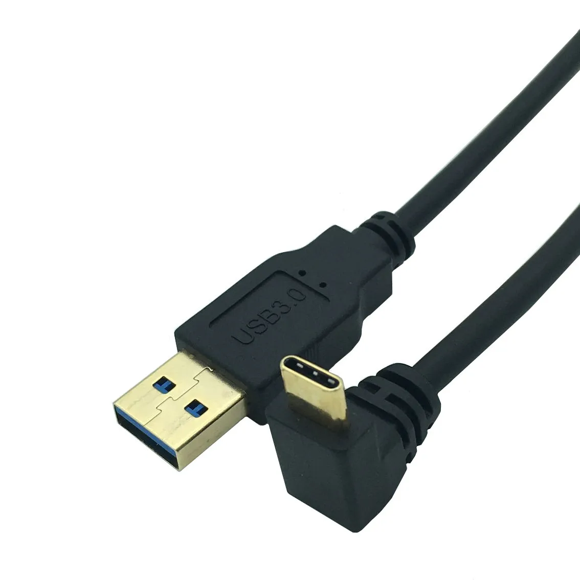 Gold Plated 90 degree Right Angle USB 3.0 Type-A Male to USB3.1 Type-C Male Up/Down Angle USB Data Sync & Charge Cable Connector