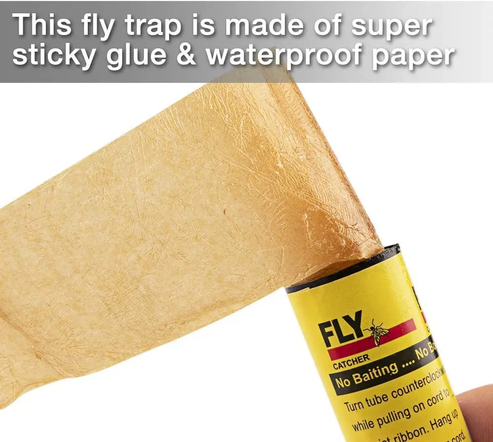 16Pcs Fly Sticky Paper Strip Strong Glue Double Sided Flies Paper Strips Flying Insect Bug Mosquitos Catcher Roll Tape