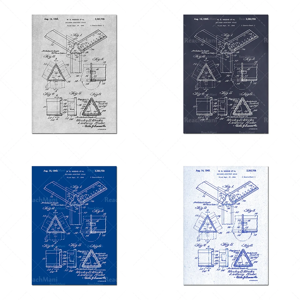 Engineer architect scale patent digital download, blueprint architect gift engineer gift poster