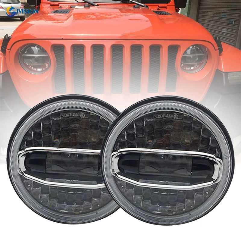 

7 inch Round led headlight Hi/Low beam halo angel eyes DRL Headlamp for Jeep Wrangler Offroad 4x4 Suzuki Samurai UAZ Hunter