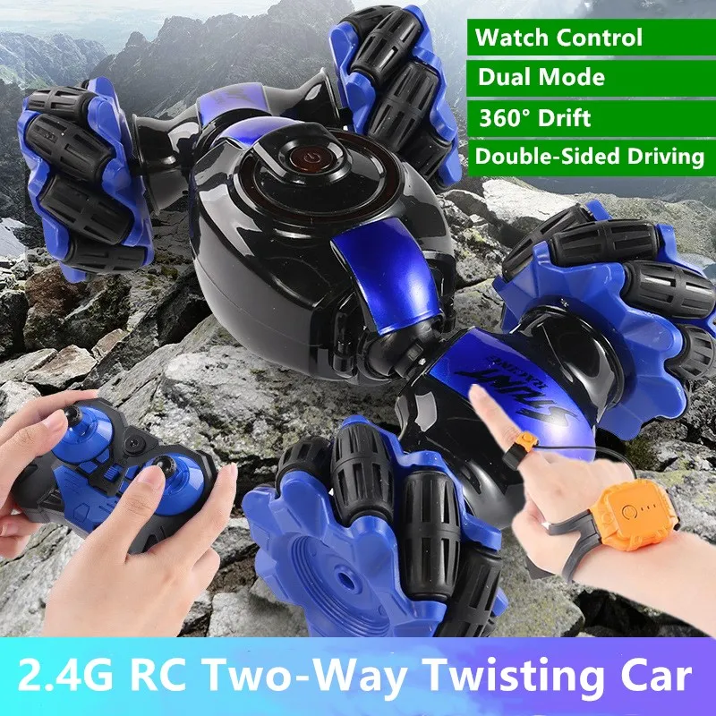 Gesture induction deformed RC car 2.4G 25KM/H 4WD double-sided watch control twisting stunt Car Vehical 2.4G Watch Twist Car Toy