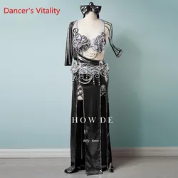 Belly Dance Baladi performance dress Bra robe hip scarf and headdress 4pcs for women customized child exotic style dancewear