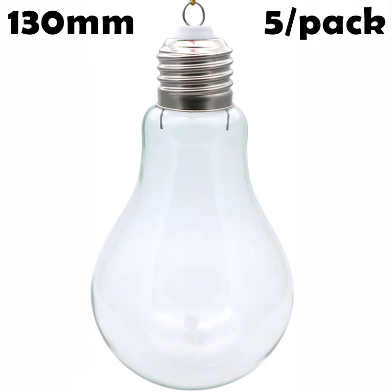 

5 Pieces x DIY Paintable Home Wedding Christmas Xmas Decoration Ornament Ball 130*80mm Glass Light Bulb